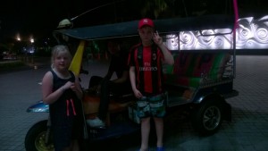 We go back to Hotel with a tuk tuk. Tuk tuk is a local taxi. They drive very gracy and fast. It was really fun.