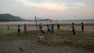 I play volleyball with locall hotel workers. It was really fun!