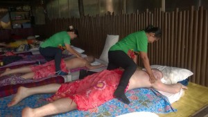 We go take Thai massage on the beach.